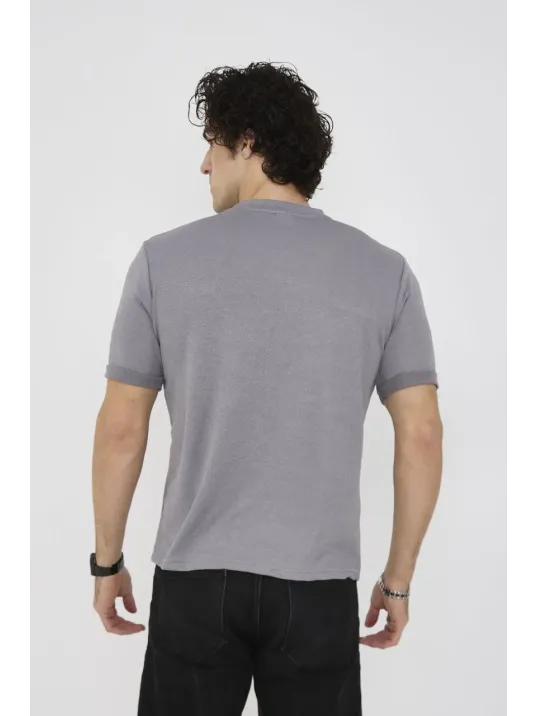 Unisex Bisiklet Yaka Slim fit T-Shirt- Gri Unisex Bisiklet Yaka Slim fit T-Shirt- Gri