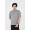 Unisex Bisiklet Yaka Slim fit T-Shirt- Gri