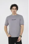 Unisex Bisiklet Yaka Slim Fit T-shirt- Gri