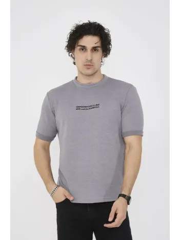 Unisex Bisiklet Yaka Slim fit T-Shirt- Gri Unisex Bisiklet Yaka Slim fit T-Shirt- Gri