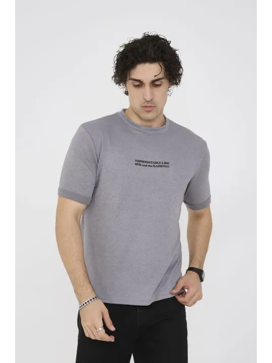 Unisex Bisiklet Yaka Slim fit T-Shirt- Gri Unisex Bisiklet Yaka Slim fit T-Shirt- Gri