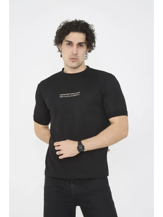 Unisex Bisiklet Yaka Slim fit T-Shirt- Siyah Unisex Bisiklet Yaka Slim fit T-Shirt- Siyah