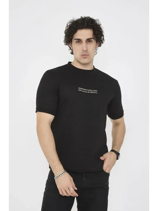 Unisex Bisiklet Yaka Slim fit T-Shirt- Siyah Unisex Bisiklet Yaka Slim fit T-Shirt- Siyah