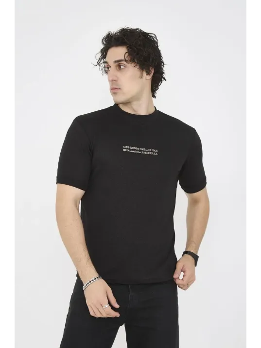 Unisex Bisiklet Yaka Slim fit T-Shirt- Siyah Unisex Bisiklet Yaka Slim fit T-Shirt- Siyah