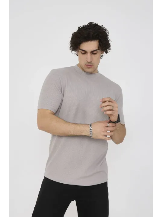 Unisex Bisiklet Yaka Slim fit T-Shirt- Taş Unisex Bisiklet Yaka Slim fit T-Shirt- Taş