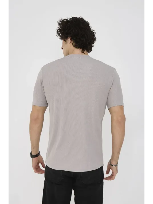 Unisex Bisiklet Yaka Slim fit T-Shirt- Taş Unisex Bisiklet Yaka Slim fit T-Shirt- Taş