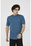 Unisex Bisiklet Yaka Slim Fit T-shirt- Turkuaz