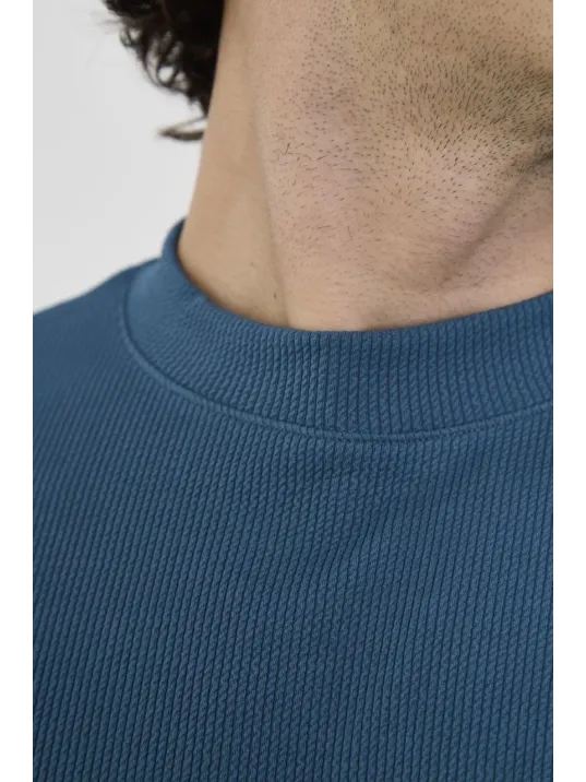 Unisex Bisiklet Yaka Slim Fit T-shirt- Turkuaz