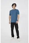 Unisex Bisiklet Yaka Slim Fit T-shirt- Turkuaz
