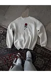 Unisex Bisiklet Yaka Ön Ve Arka Baskılı Sweatshirt - Beyaz