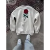 Unisex Bisiklet Yaka Ön Ve Arka Baskılı SweatShirt - Beyaz