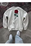 Unisex Bisiklet Yaka Ön Ve Arka Baskılı Sweatshirt - Beyaz