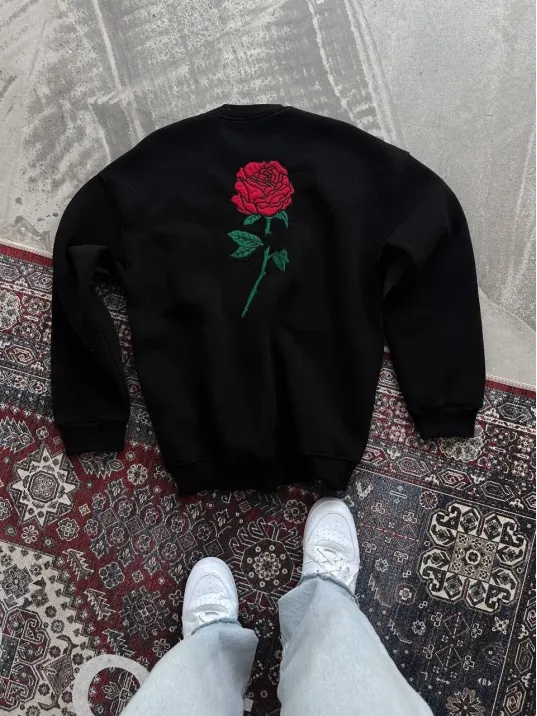 Unisex Bisiklet Yaka Ön Ve Arka Baskılı SweatShirt - Siyah Unisex Bisiklet Yaka Ön Ve Arka Baskılı SweatShirt - Siyah