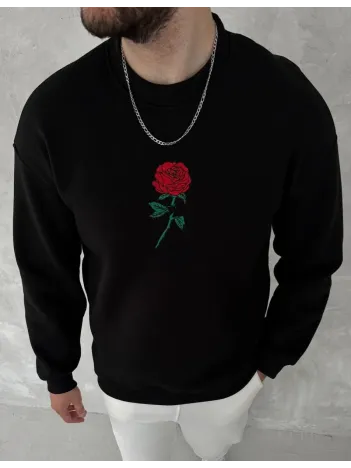 Unisex Bisiklet Yaka Ön Ve Arka Baskılı SweatShirt - Siyah Unisex Bisiklet Yaka Ön Ve Arka Baskılı SweatShirt - Siyah