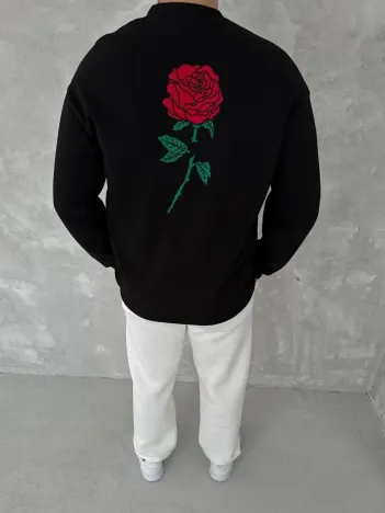 Unisex Bisiklet Yaka Ön Ve Arka Baskılı SweatShirt - Siyah Unisex Bisiklet Yaka Ön Ve Arka Baskılı SweatShirt - Siyah