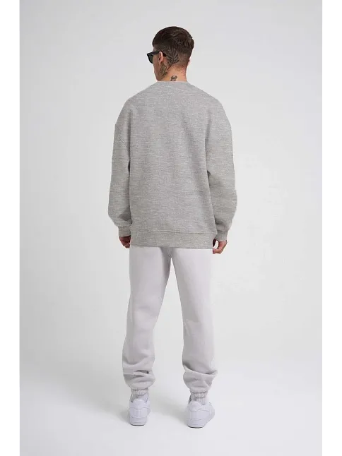 Unisex Biskilet Yaka Üç İplik Sweatshirt - Gri