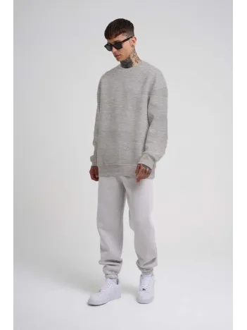 Unisex Biskilet Yaka Üç İplik SweatShirt - Gri Unisex Biskilet Yaka Üç İplik SweatShirt - Gri