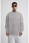 Unisex Biskilet Yaka Üç İplik Sweatshirt - Gri