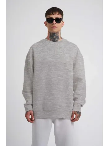 Unisex Biskilet Yaka Üç İplik SweatShirt - Gri Unisex Biskilet Yaka Üç İplik SweatShirt - Gri