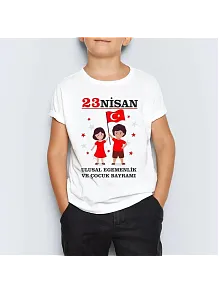 Unisex Çocuk Baskılı T-shirt - Beyaz