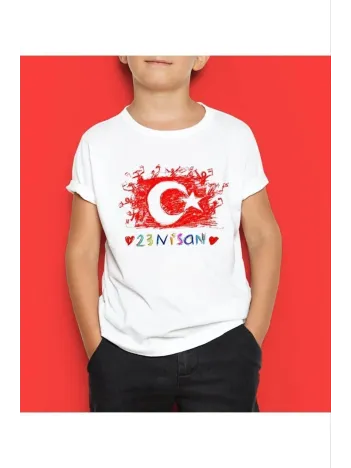 Unisex Çocuk Baskılı T-shirt - Beyaz