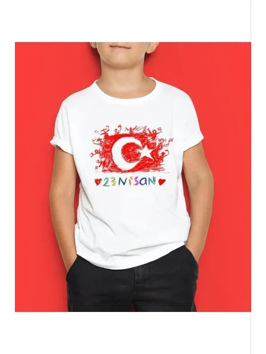 Unisex Çocuk Baskılı T-shirt - Beyaz