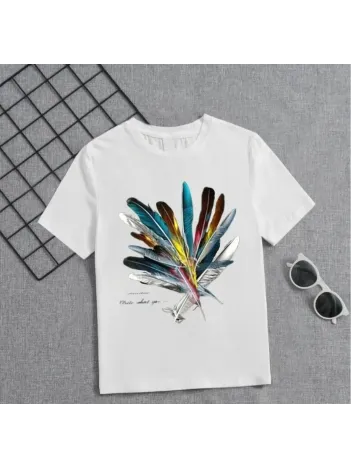 Kız Çocuk Baskılı T-shirt - Beyaz