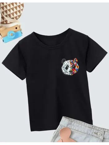 Unisex Çocuk Baskılı T-Shirt - Siyah Unisex Çocuk Baskılı T-Shirt - Siyah