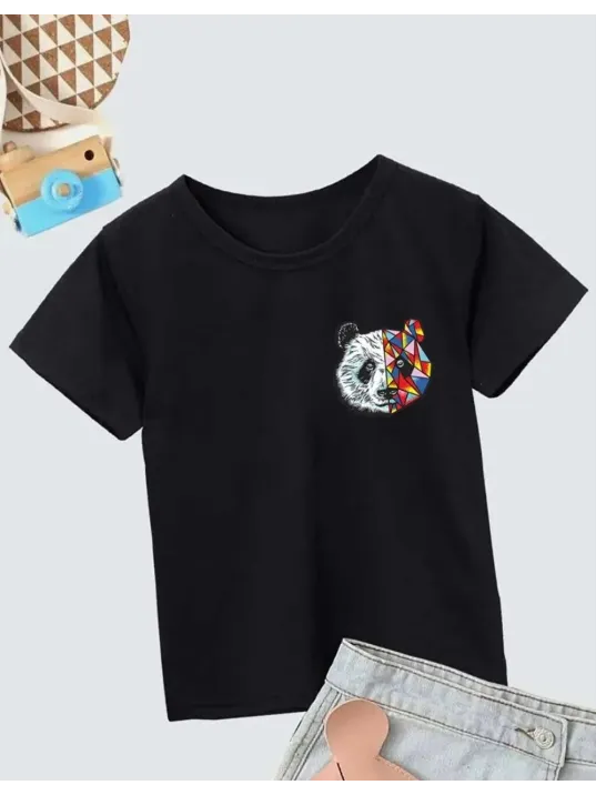 Unisex Çocuk Baskılı T-Shirt - Siyah Unisex Çocuk Baskılı T-Shirt - Siyah