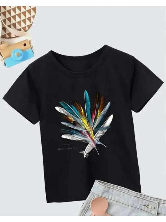 Kız Çocuk Baskılı T-Shirt- Siyah Kız Çocuk Baskılı T-Shirt- Siyah