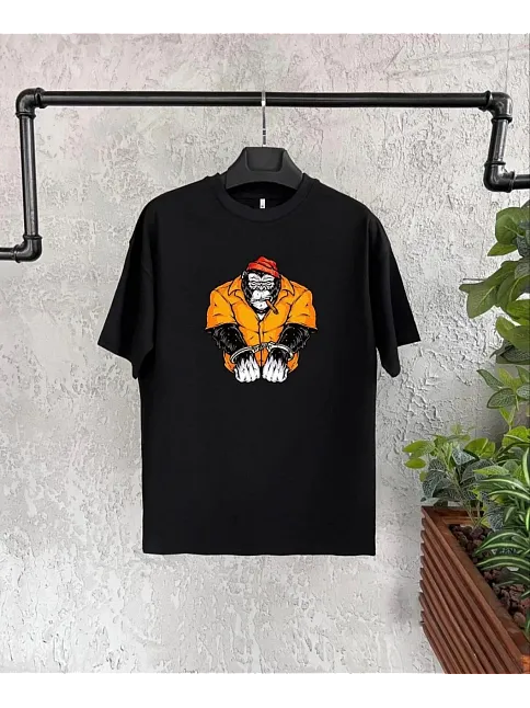 Unisex Çocuk Baskılı T-shirt - Siyah