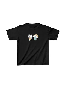 Unisex Çocuk Baskılı T-shirt - Siyah