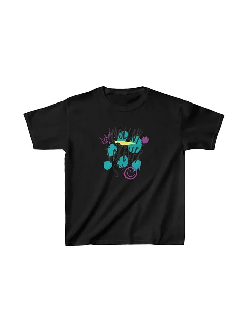 Unisex Çocuk Baskılı T-shirt - Siyah