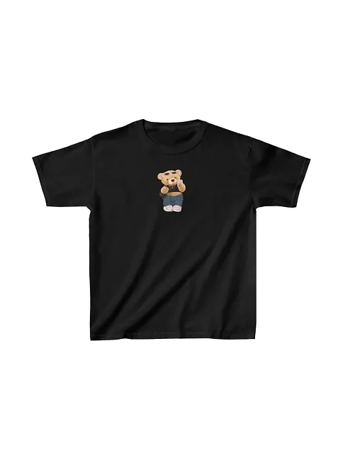 Unisex Çocuk Baskılı T-shirt - Siyah