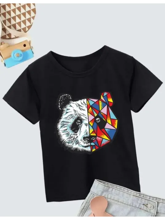 Unisex Çocuk Baskılı T-Shirt - Siyah Unisex Çocuk Baskılı T-Shirt - Siyah