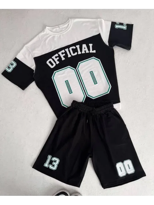 Unisex Dijital Baskılı Şortlu Takım - Siyah Unisex Dijital Baskılı Şortlu Takım - Siyah