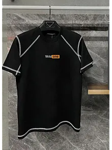 Unisex Dikişli Baskılı Oversize T-shirt - Siyah