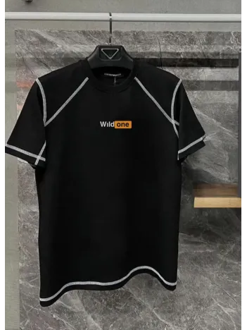 Unisex Dikişli Baskılı Oversize T-Shirt - Siyah Unisex Dikişli Baskılı Oversize T-Shirt - Siyah