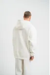 Unisex Double Oversize Kapşonlu Basic Sweatshirt - Beyaz
