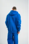 Unisex Double Oversize Kapşonlu Basic Sweatshirt - Mavi