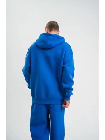 Unisex Double Oversize Kapşonlu Basic SweatShirt - Mavi Unisex Double Oversize Kapşonlu Basic SweatShirt - Mavi