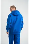 Unisex Double Oversize Kapşonlu Basic Sweatshirt - Mavi