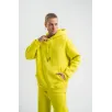 Unisex Double Oversize Kapşonlu Basic SweatShirt - Sarı