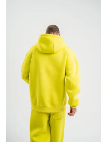 Unisex Double Oversize Kapşonlu Basic SweatShirt - Sarı Unisex Double Oversize Kapşonlu Basic SweatShirt - Sarı