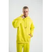 Unisex Double Oversize Kapşonlu Basic SweatShirt - Sarı