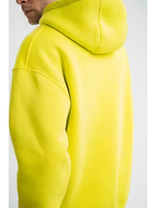 Unisex Double Oversize Kapşonlu Basic SweatShirt - Sarı