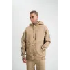 Unisex Double Oversize Kapşonlu Yıkamalı SweatShirt - Bej
