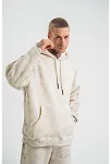 Unisex Double Oversize Kapşonlu Yıkamalı Sweatshirt - Krem