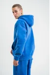 Unisex Double Oversize Kapşonlu Yıkamalı Sweatshirt - Mavi Unisex Double Oversize Kapşonlu Yıkamalı Sweatshirt - Mavi