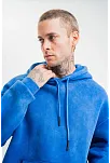 Unisex Double Oversize Kapşonlu Yıkamalı Sweatshirt - Mavi